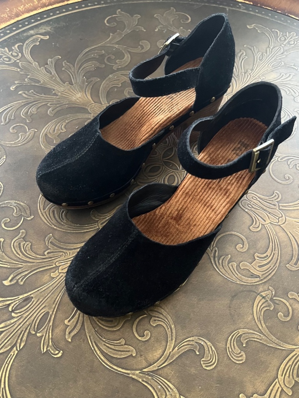 Korks Women's Evah Clog Sandals Black Suede Size 7.5 M Mary Jane Heels - Picture 2 of 10